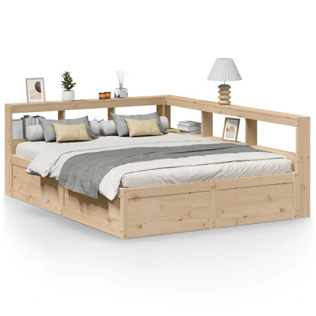 vidaXL Bed met boekenkast zonder matras massief grenenhout 140x200 cm afbeelding2 - 1
