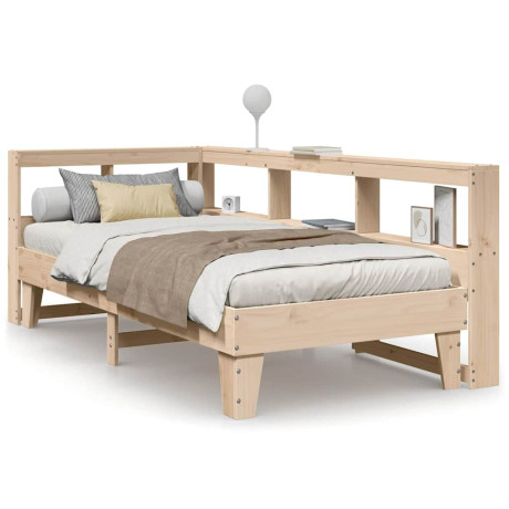 vidaXL Bed met boekenkast zonder matras massief grenenhout 75x190 cm afbeelding2 - 1