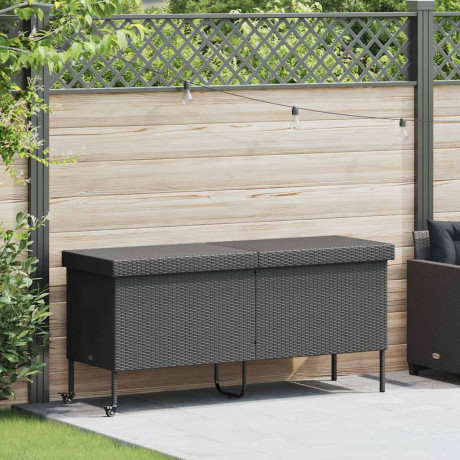 vidaXL Tuinbox met wielen 160x55x75 cm poly rattan zwart afbeelding2 - 1