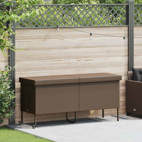 vidaXL Tuinbox met wielen 160x55x75 cm poly rattan bruin afbeelding2 - 1