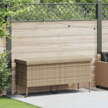 vidaXL Tuinbox met wielen 160x55x75 cm poly rattan beige afbeelding2 - 1