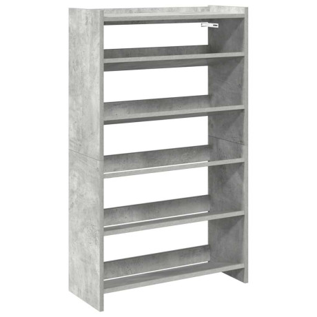 vidaXL Schoenenrek 60x25x100 cm bewerkt hout betongrijs afbeelding2 - 1
