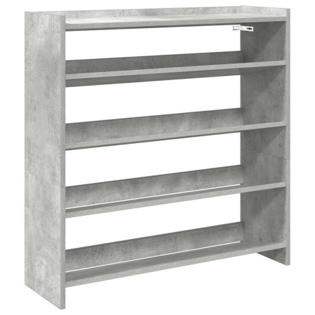 vidaXL Schoenenrek 80x25x81 cm bewerkt hout betongrijs afbeelding2 - 1