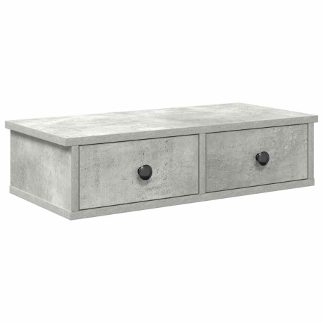 vidaXL Wandschap met lades 60x28x15 cm bewerkt hout betongrijs afbeelding2 - 1