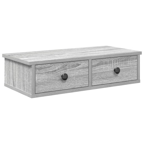 vidaXL Wandschap met lades 60x28x15 cm bewerkt hout grijs sonoma eiken afbeelding2 - 1