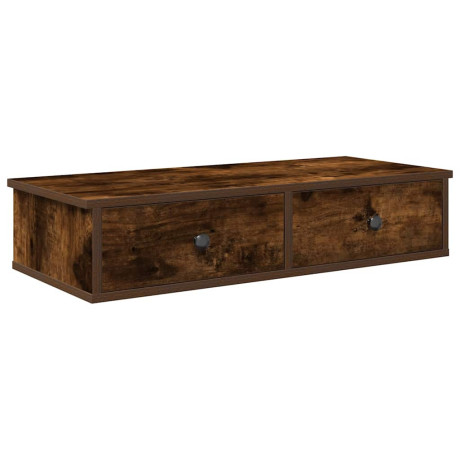 vidaXL Wandschap met lades 80x31x17 cm bewerkt hout gerookt eikenkleur afbeelding2 - 1