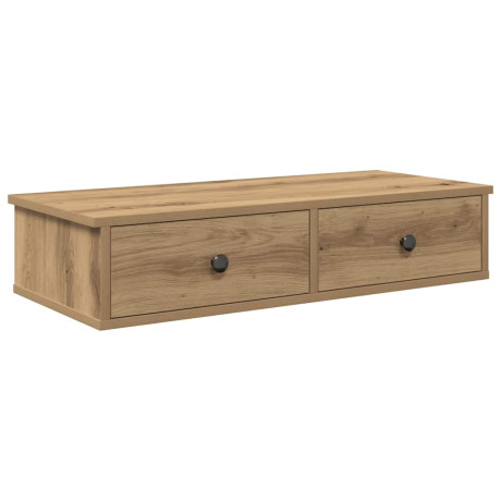 vidaXL Wandschap met lades 80x31x17 cm bewerkt hout artisanaal eiken afbeelding2 - 1
