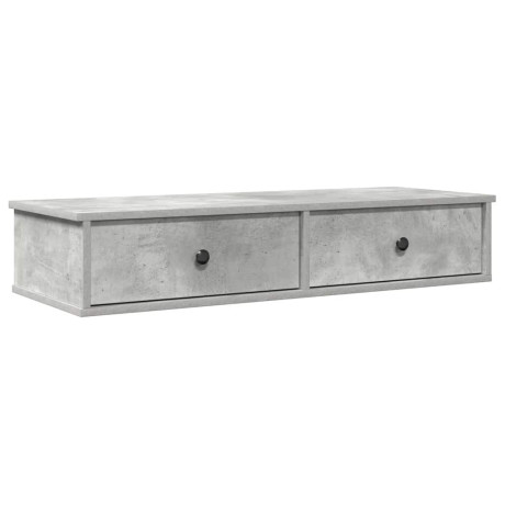 vidaXL Wandschap met lades 100x37,5x19 cm bewerkt hout betongrijs afbeelding2 - 1