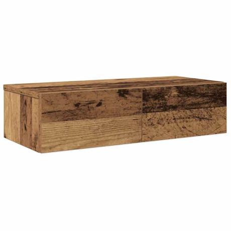 vidaXL Wandschap met lades 60x26,5x15 cm bewerkt hout oud houtkleurig afbeelding2 - 1