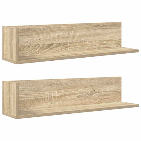 vidaXL Wandschappen 2 st 75x16,5x16,5cm bewerkt hout sonoma eikenkleur afbeelding2 - 1