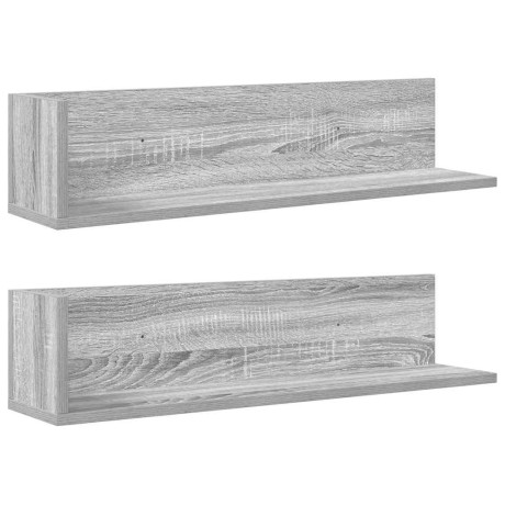 vidaXL Wandschappen 2 st 75x16,5x16,5 cm bewerkt hout grijs sonoma afbeelding2 - 1