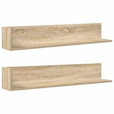 vidaXL Wandschappen 2 st 100x16,5x16,5 cm bewerkt hout sonoma eiken afbeelding2 - 1