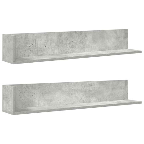 vidaXL Wandschappen 2 st 100x16,5x16,5 cm spaanplaat betongrijs afbeelding2 - 1