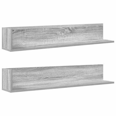 vidaXL Wandschappen 2 st 100x16,5x16,5 cm bewerkt hout grijs sonoma afbeelding2 - 1