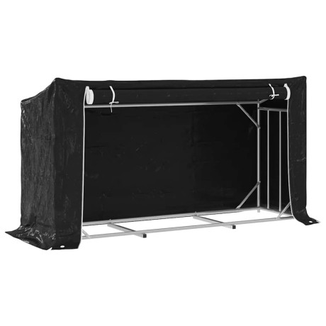 vidaXL Haardhoutrek met regenhoes 200,5x60,5x110,5 cm staal afbeelding2 - 1