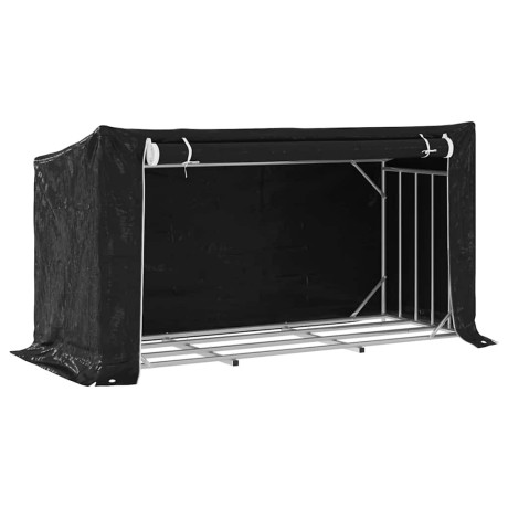 vidaXL Haardhoutrek met regenhoes 200,5x80,5x110,5 cm staal afbeelding2 - 1