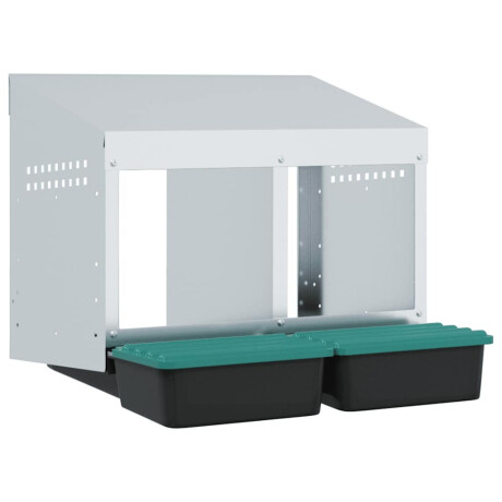 vidaXL Kippennestkast 2 compartimenten wandmontage gegalvaniseerd staal afbeelding2 - 1