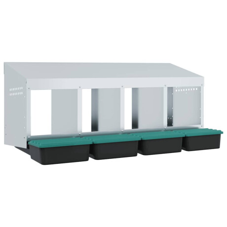 vidaXL Kippennestkast 4 compartimenten wandmontage gegalvaniseerd staal afbeelding2 - 1