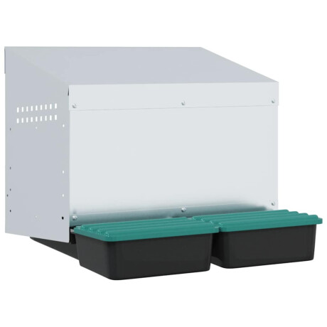 vidaXL Kippennestkast 2 compartimenten wandmontage gegalvaniseerd staal afbeelding2 - 1