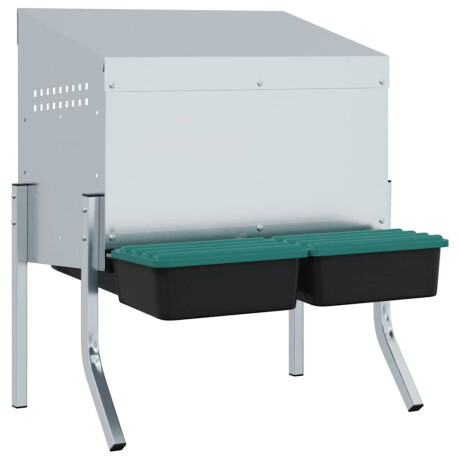 vidaXL Kippennestkast 2 compartimenten met poten gegalvaniseerd staal afbeelding2 - 1