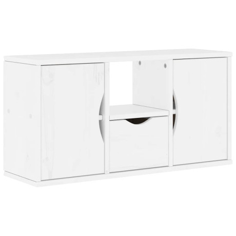 vidaXL Tv-meubel met lade ODDA 79x24x40 cm massief grenenhout wit afbeelding2 - 1