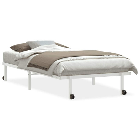 vidaXL Bedframe zonder matras opvouwbaar 100x200 cm staal wit afbeelding2 - 1