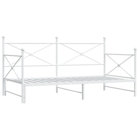 vidaXL Slaapbank met onderschuifbed zonder matras 100x190 cm staal wit afbeelding2 - 1