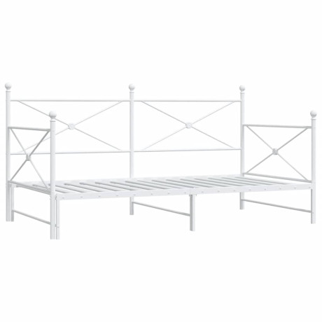 vidaXL Slaapbank met onderschuifbed zonder matras 100x200 cm staal wit afbeelding2 - 1