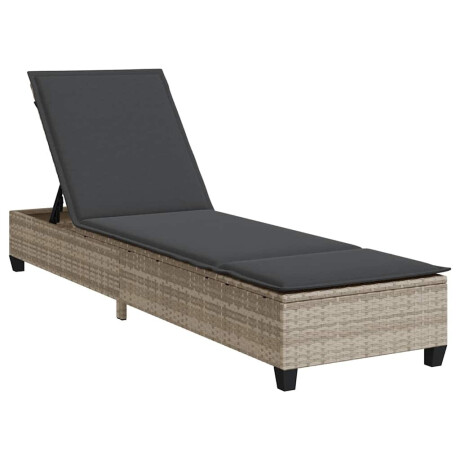 vidaXL Ligstoel met kussens lichtgrijs 55x200x25,5cm polyrotan afbeelding2 - 1