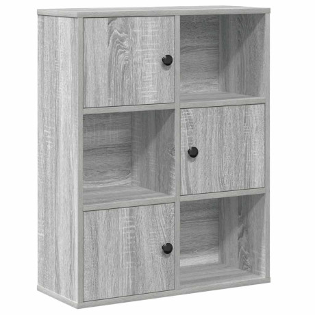 vidaXL Boekenkast 60x24x76,5 cm bewerkt hout grijs sonoma eikenkleurig afbeelding2 - 1