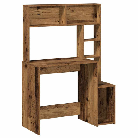 vidaXL Bureau met schappen 100x45x140 cm bewerkt hout oud houtkleurig afbeelding2 - 1