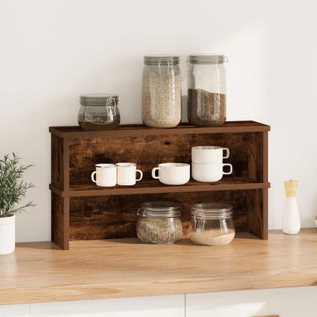 vidaXL Keukenrekken stapelbaar 2 st 50x15x16 cm gerookt eikenkleurig afbeelding2 - 1