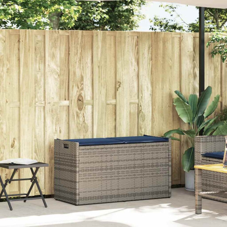 vidaXL Opbergbank met kussen voor buiten 100 cm poly rattan grijs afbeelding2 - 1