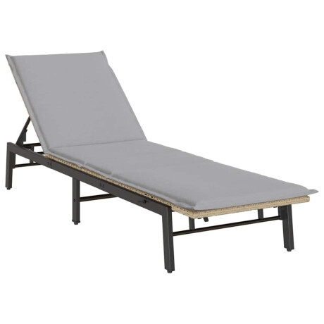 vidaXL Ligstoel met kussen beige polyrotan afbeelding2 - 1