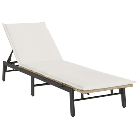 vidaXL Ligstoel met kussen beige polyrotan afbeelding2 - 1