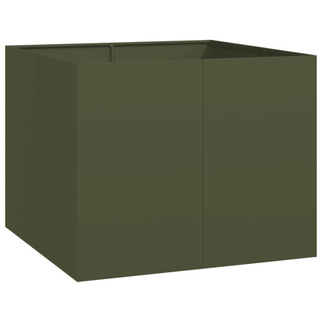 vidaXL Plantenbak 100x100x80 cm staal olijfgroen afbeelding2 - 1