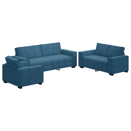 vidaXL 3-delige Loungeset met kussens fluweel blauw afbeelding2 - 1