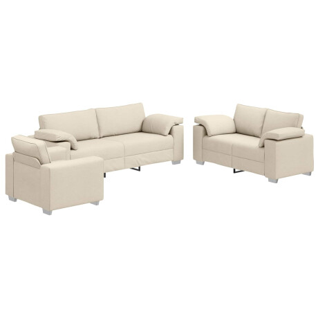vidaXL Bank 3 pcs Crème Linnen-mix stof afbeelding2 - 1