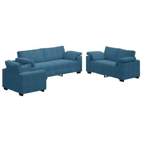 vidaXL 3-delige Loungeset met kussens fluweel blauw afbeelding2 - 1