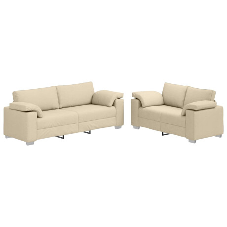 vidaXL Bankstel 2 pcs Crème 219 x 77 x 82 cm Stof afbeelding2 - 1