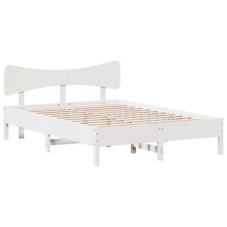 vidaXL Bedframe zonder matras massief grenenhout wit 140x190 cm afbeelding2 - 1