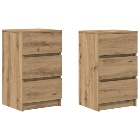 vidaXL Nachtkastjes 3 lades 2 st 39x35x65 cm ambachtelijk eikenkleurig afbeelding2 - 1