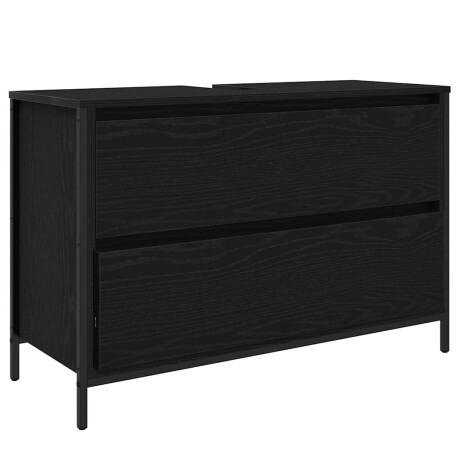 vidaXL Badkamerkast met lades 90x34,5x60 cm zwart eikenkleurig afbeelding2 - 1