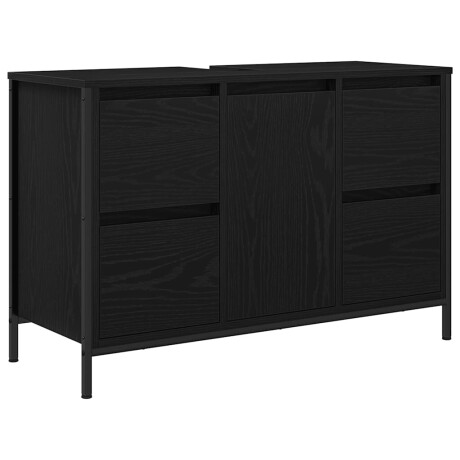 vidaXL Wastafelkast met lades 90x34,5x60 cm zwart eikenkleurig afbeelding2 - 1