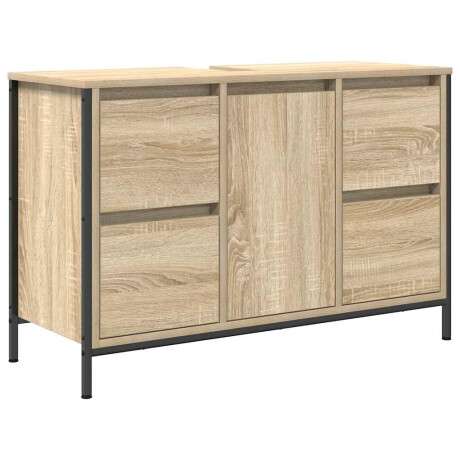 vidaXL Wastafelkast met lades 90x34,5x60 cm sonoma eikenkleurig afbeelding2 - 1