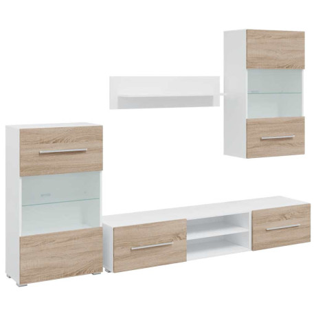 vidaXL 5-delige Tv-meubels met LED bewerkt hout sonoma eiken afbeelding2 - 1