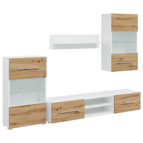 vidaXL 5-delige Tv-meubels met LED bewerkt hout artisanaal eikenkleur afbeelding2 - 1