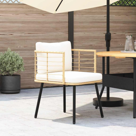 vidaXL Tuinstoel met kussens poly rattan naturel afbeelding2 - 1