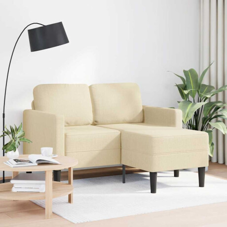 vidaXL 2-zitsbank met ligstoel L-vormig crèmekleurig stof 125 cm afbeelding2 - 1