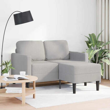 vidaXL 2-zitsbank met chaise L-vormige wolk 125 cm stof grijs afbeelding2 - 1